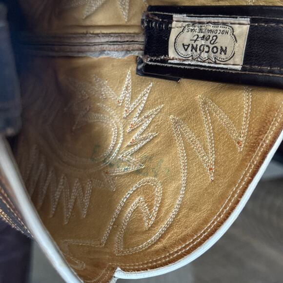 Vintage Exotic Nocona Men\'s Cowboy Boots Size 14 E Made In USA Brown Rare main image 7